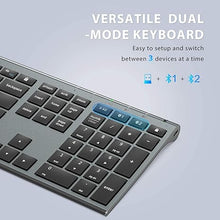 Load image into Gallery viewer, iClever DK03 Bluetooth Keyboard and Mouse, Rechargeable Dual-Mode (Bluetooth 4.2 + 2.4G) Wireless Keyboard and Mouse Combo, Ultra-Slim Multi-Device Keyboard for Mac, iPad, Apple, Android, Windows
