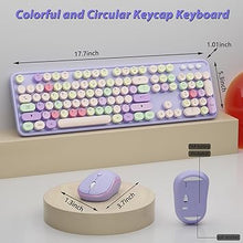 Load image into Gallery viewer, Wireless Typewriter Keyboard and Mouse - Wireless Keyboard with Silent Wireless Mouse, Cute Retro Keyboard Mouse Combo, 2.4G USB Computer Keyboard and Mouse for Windows Laptop/Desktop/PC(Purple)
