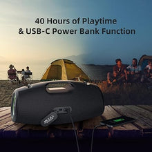 Load image into Gallery viewer, ZEALOT Bluetooth Speaker,120W Wireless Speaker with Booming Bass,IP67 Waterproof Speaker with LED Light, PowerBank,Bluetooth 5.2, Loud Bluetooth Speaker for Camping,Beach,Gifts(Black)
