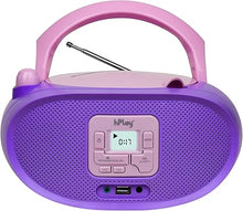 Load image into Gallery viewer, hPlay Gummy GC04B Portable CD Player Boombox with Digital Tunning FM Stereo Radio Kids CD Player Bluetooth USB LCD Display, Front Aux-in Port &amp; Headphone Jack, Supported AC or Battery Powered- Violet
