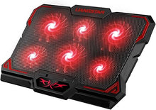 Load image into Gallery viewer, Laptop Cooling Pad, Laptop Cooler with 6 Quiet Led Fans for 15.6-17 Inch Laptop Cooling Fan Stand, Portable Ultra Slim USB Powered Gaming Laptop Cooling Pad, Switch Control Fan Speed Function (Red)
