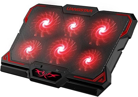 Laptop Cooling Pad, Laptop Cooler with 6 Quiet Led Fans for 15.6-17 Inch Laptop Cooling Fan Stand, Portable Ultra Slim USB Powered Gaming Laptop Cooling Pad, Switch Control Fan Speed Function (Red)