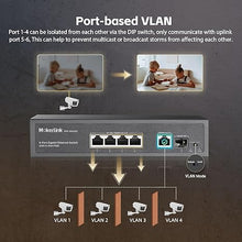 Load image into Gallery viewer, MokerLink 4 Port Gigabit PoE Switch, 1 Gigabit Uplink, 1 Gigabit SFP, IEEE802.3af/at 75W, PoE Watchdog AI Detection, Qos, Fanless Metal Plug &amp; Play Ethernet Switch
