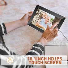 Load image into Gallery viewer, Digital Picture Frame,10.1 Inch WiFi Digital Photo Frame, HD Touch Screen, IPS Display, Auto-Rotate,Easy Setup, Share Photos or Videos from Anywhere via App
