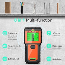 Load image into Gallery viewer, Stud Finder Wall Scanner - 8 in 1 Stud Detector Detector Beam Finders Wall Detector Sensor Center Finding with LCD Display for Wood AC Wire Metal Studs Cable Joist Detection (Orange)
