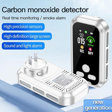 Load image into Gallery viewer, 4IN1 Plug in Carbon Monoxide Detector &amp; Smoke Alarm Combination Builti-in 2000 mAh Battery with 2.1&#39;&#39; HD Screen [Smoke CO Temp Humidity Monitor] Plug&amp;Play for Home Travel Hotel RV (White)
