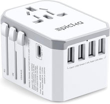 Load image into Gallery viewer, Universal Travel Power Adapter - EPICKA All in One Worldwide International Wall Charger AC Plug Adaptor with Smart Power USB for USA EU UK AUS Cell Phone Laptop (TA-105, White)

