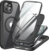 Load image into Gallery viewer, Magnetic for iPhone 15 Plus Case, [Dustproof Design] Compatible with Magsafe, Built-in Privacy Screen Protector &amp; 9H Tempered Glass Screen Protector &amp; Upgraded Camera Protection, Black
