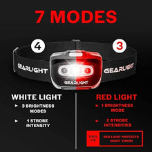 Load image into Gallery viewer, GearLight 2Pack LED Headlamp - Outdoor Camping Head Lamps with Adjustable Headband - Lightweight Battery Powered Bright Flashlight Headlight with 7 Modes and Pivotable Head and Red Light
