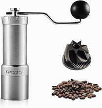 Load image into Gallery viewer, AXSIO Manual Coffee Grinder with CNC Stainless Steel Conical Burr,Hand Coffee Grinder for Home Use,Internal Adjustable Setting with 30g Capacity,Silver
