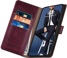 Load image into Gallery viewer, SUANPOT Compatible with iPhone 16 6.1&quot; Wallet case with RFID Blocking Credit Card Holder,Flip Book PU Leather Protective Cover Women Men for Apple 16 Phone case Wine Red
