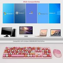 Load image into Gallery viewer, Pink Wireless Keyboard and Mouse, KOOTOP Cute Pink Keyboard and Mouse, 2.4G Wireless Keyboard Pink with Retro Round Keycap for PC, Mac, Laptop,Tablet,Computer Windows (Pink Colorful)
