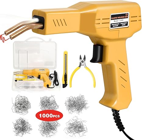 ATOLS Plastic Welder, 1000PCS Staples, Plastic Welding Kit, Hot Stapler Kit, Plastic Welder Gun Kit, Car Bumper Repair Kit, Plastic Repair Kit (Corded, Yellow)