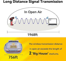 Load image into Gallery viewer, Alacrity Upgraded 2D Industrial Barcode Scanner with Wireless Charging Stand, 1968 Feet Transmission Distance 433Mhz Wireless &amp; Bluetooth 2in1 Barcode Reader, Shock Dust Proof Hands Free, Red
