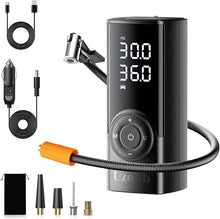 Load image into Gallery viewer, TM-A Tire Inflator Portable Air Compressor - 12V Car Tire Air Pump Portable with Pressure Gauge - One Minute Fast Inflation, Ideal for Car, Motorcycle, Bicycle and More
