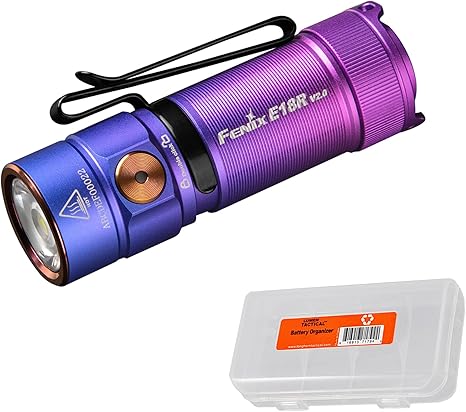 Fenix E18R V2.0 EDC Flashlight, 1200 Lumens USB-C Rechargeable Ultra Compact Pocket Light with Lumentac Organizer (Nebular)