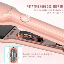 Load image into Gallery viewer, K&amp;K 1 3/4 inch Flat Iron Hair Straightener with Electroplate Titanium Adjustable Temp High Heat 450 Degrees 30s Instant Heats up Tourmaline Ionic with PTC Technology Auto Shut Off?Pink
