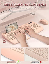 Load image into Gallery viewer, SABLUTE Wireless Keyboard and Mouse, Wrist Rest, Phone Holder, Batteries Included, 2.4G Lag-Free Ergonomic Keyboards Mouse Combo, Silent Cordless Set for Computer, Laptop, Mac, Windows, Champagne Pink
