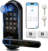 Load image into Gallery viewer, Keyless-Entry Keypad Fingerprint Smart Lock: Digital Door Lock with Code Passcode, Electronic Door Handle, Biometric Door Knob for Entry Door, Bedroom Door (Black)
