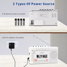 Load image into Gallery viewer, Cassette Player Recorder Walkman, Cassette to Digital Converter via USB or Micro SD Card, Powered by AC or 4 AA Battery, AM FM Radio Tape Recorder with Build-in Speaker and Earphone Jack
