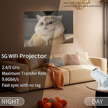 Load image into Gallery viewer, LQWELL® Projector, Mini Projector, Supports 5G Wifi &amp; BT5.0, Automatic Keystone, 220 Degree Angle, 130 Inch Display for Phone/PC/Lap/Xbox/Stick, 4K Home Cinema Projector, Blue (No Android OS)
