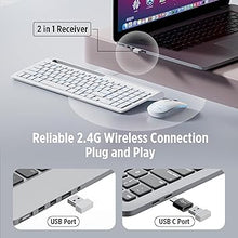 Load image into Gallery viewer, Wireless Keyboard and Mouse, Rechargeable, Adjustable 7 Color Backlight, Ergonomic, Quiet, with Phone Holder, 2.4G Stable Connection Slim Mac Keyboard and Mouse (White)
