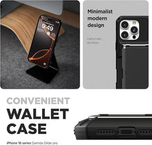 Load image into Gallery viewer, VRS DESIGN Damda Glide Pro Card Holder Case for iPhone 16 Pro Max (2024), Sturdy Semi Auto Card Slot Wallet [4 Cards] Case Designed for iPhone 16 Pro Max (2024) Matte Black
