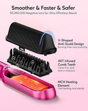 Load image into Gallery viewer, Terviiix Frizz Buster Ionic Hair Straightener Brush with MCH Heater - Rapid 450°F in 20S, Hair Straightener Comb for Efficient One-Pass, Anti-Scald, 13 Heat Settings, Dual Voltage, Pink
