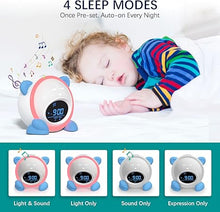 Load image into Gallery viewer, OK to Wake Clock for Kids, Sleep Training Clock with Night Light and Sound Machine, Kids Alarm Clock for Bedrooms, Blue
