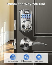 Load image into Gallery viewer, Veise Keyless Entry Door Lock with 2 Lever Handles - Electronic Keypad Deadbolt, Auto Lock, Easy Installation Digital Smart Code Door Lock, Front Door Lock Set, Satin Nickel
