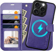 Load image into Gallery viewer, OCASE for iPhone 16 Pro Max Case Detachable Wallet Case with Card Holder, 2 in 1 Pu Leather Flip Folio with RFID Blocking Stand Wrist Strap Shockproof Phone Cover 6.9 Inch 2024, Purple
