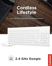 Load image into Gallery viewer, Lenovo 510 Wireless Combo with 2.4 GHz USB Receiver, Slim Full Size Keyboard, Full Number Pad, 1200 DPI Optical Mouse, Left or Right Hand, GX30W75336, White
