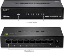 Load image into Gallery viewer, TRENDnet 8-Port Gigabit GREENnet Switch, Ethernet Network Switch, TEG-S82G, 8 x 10-100-1000 Mbps Gigabit Ethernet Ports, Ethernet Splitter, 16 Gbps, Metal, Lifetime Protection, Black
