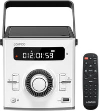 Load image into Gallery viewer, Portable CD Player Boombox 10W x2 | Built-in Rechargeable Battery | FM Radio/Bluetooth/USB/AUX Input | 3.5mm MIC &amp; Headphone Port | Clear Stereo Sound | Remote Control (White)
