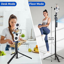 Load image into Gallery viewer, yAyusi Extendable Auto Face Tracking Tripod 360° Rotation with Light, No App, 70.9" Motion Sensor Phone Tripod Stand, Face Body Phone Camera Mount Gesture Control for Vlog/Live Stream/Video Recording

