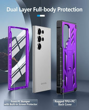 Load image into Gallery viewer, FNTCASE for Samsung Galaxy S25-Ultra Case: Military Grade Drop Proof Protection Mobile Cover with Kickstand | Matte Textured Rugged Shockproof TPU | Protective Sturdy Phone Case - Purple
