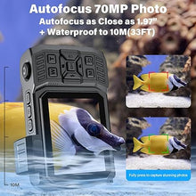 Load image into Gallery viewer, 8K UHD 70MP Digital Camera with 32GB Card Rugged Waterproof Dustproof Shockproof Dual-Screen Selfie 33FT Underwater Camera for Snorkeling Autofocus Point and Shoot Digital Camera (Blue)
