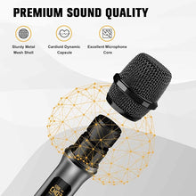 Load image into Gallery viewer, VeGue Wireless Microphone, UHF Cordless Dual Handheld Dynamic Mic Set with Rechargeable Receiver, for Karaoke Party, Voice Amplifier, PA System, Singing Machine, Church, Wedding, Meeting, 200ft (WM-2)
