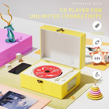 Load image into Gallery viewer, Time Music Box CD Player with Speakers; Bluetooth Transmitter; Festival Gift; BGM Player for Home Decor (Yellow)
