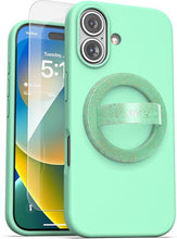 Load image into Gallery viewer, ENCASED Silicone Case Compatible with iPhone 16 with Removable Magnetic Phone Grip Holder (Compatible with MagSafe) Green
