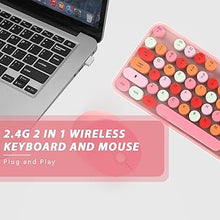 Load image into Gallery viewer, Pink Wireless Keyboard and Mouse, KOOTOP Cute Pink Keyboard and Mouse, 2.4G Wireless Keyboard Pink with Retro Round Keycap for PC, Mac, Laptop,Tablet,Computer Windows (Pink Colorful)
