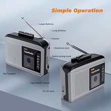 Load image into Gallery viewer, Ezcap233 Portable Cassette Players, AM FM Radio Walkman Cassette Player, Built-in Speaker, 2AA Battery or USB Power Supply
