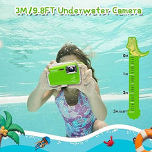 Load image into Gallery viewer, Waterproof Kids Camera, Underwater 21MP 1080P Waterproof Digital Camera with 2&quot; LCD 8X Digital Zoom Flash and Mic for Kids Girls Boys (Green)
