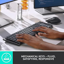 Load image into Gallery viewer, Logitech MX Mechanical Wireless Illuminated Performance Keyboard, Tactile Quiet Switches, Bluetooth, USB-C, macOS, Windows, Linux, iOS, Android, Graphite - With Free Adobe Creative Cloud Subscription
