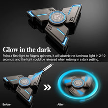 Load image into Gallery viewer, ATESSON Fidget Spinners Toy,3 to 5 min Spins,Gray Metal with Blue Luminous High Speed Bearing, Metal Material Hand Spinner,Stress Relief Anxiety Boredom Desk Toys for Adults and Kids
