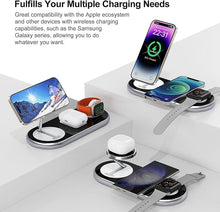 Load image into Gallery viewer, 3 in 1 Charging Station for Apple Devices, Faster Mag-Safe Charger Stand, Magnetic Wireless Charger Station for iPhone 16 15 14 13 12 Pro Max Plus, Apple Watch iwacth &amp; AirPods, Adjustable Angle
