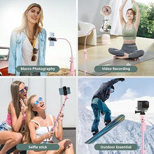 Load image into Gallery viewer, SENSYNE 88" Phone Tripod &amp; Selfie Stick, Extendable Cell Phone Tripod Stand with Wireless Remote and Phone Holder, Pink
