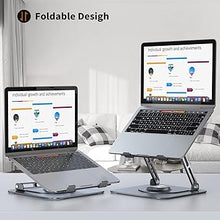 Load image into Gallery viewer, Laptop Stand for Desk, Adjustable Computer Stand with 360° Rotating Base, Ergonomic Laptop Riser for Collaborative Work, Foldable &amp; Portable Laptop Stand, fits for All 10-16" Laptops
