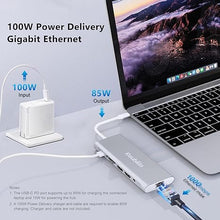 Load image into Gallery viewer, USB C Docking Station Dual Monitor, 14 in 1 Dual HDMI Hub 4K@60Hz, USB3.1/3.0, 100W PD Charging, 5Gbps SDTF Card Reader, Gigabit Ethernet, for SteamDeck/iPhone/DELL/HP etc (Silver)
