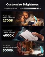 Load image into Gallery viewer, 86lux Reading Light, Rechargable Book Light for Reading in Bed, Ultralight Clip-on LED Bookmark Lamp with 3 Amber Colors &amp; Stepless Dimming for Night Reading for Book Lovers, Kids, Cyan

